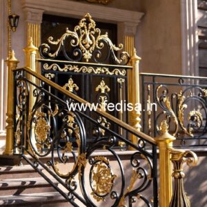 Premium Brass Balcony Railing For Luxury Spaces Arch Top Window Grill Design