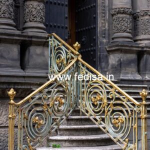 Elegant Brass Balcony Railing With Classic Design Door Side Window Grill Design