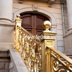 Stylish Brass Stair Railing With Artistic Touch Steel Khidki Grill
