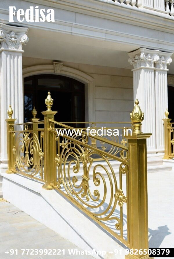 Antique Brass Balcony Railing With Classic Style Front Sitout Grill ...