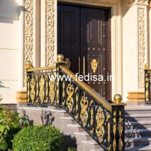 Designer Brass Balcony Railing With Unique Finish Sliding Window With Iron Grill Design