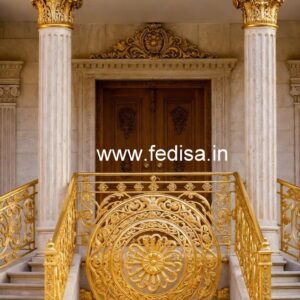 Antique Brass Staircase Railing With Elegant Style Modern Window Grill Color