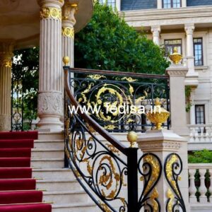 Modern Brass Railing Design With Decorative Patterns Rectangular Grill Design