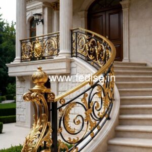 Elegant Brass Balcony Railing With Designer Look Pipe Grill Gate