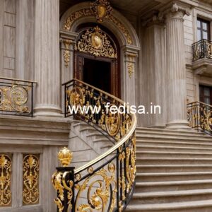 Classic Brass Staircase Design For Luxury Homes Grill Sliding Gate