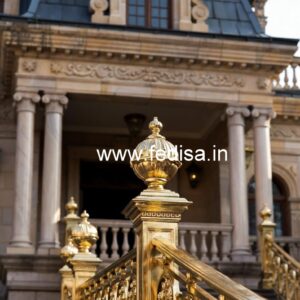 Premium Brass Balcony Railing For Homes Window Grill Round Design