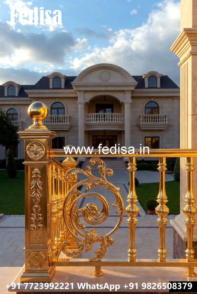 Custom Brass Railing Design For Modern Architecture Grill Design On Boundary Wall
