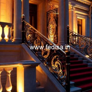 Luxury Brass Railing With Intricate Detailing Iron Grill For Terrace