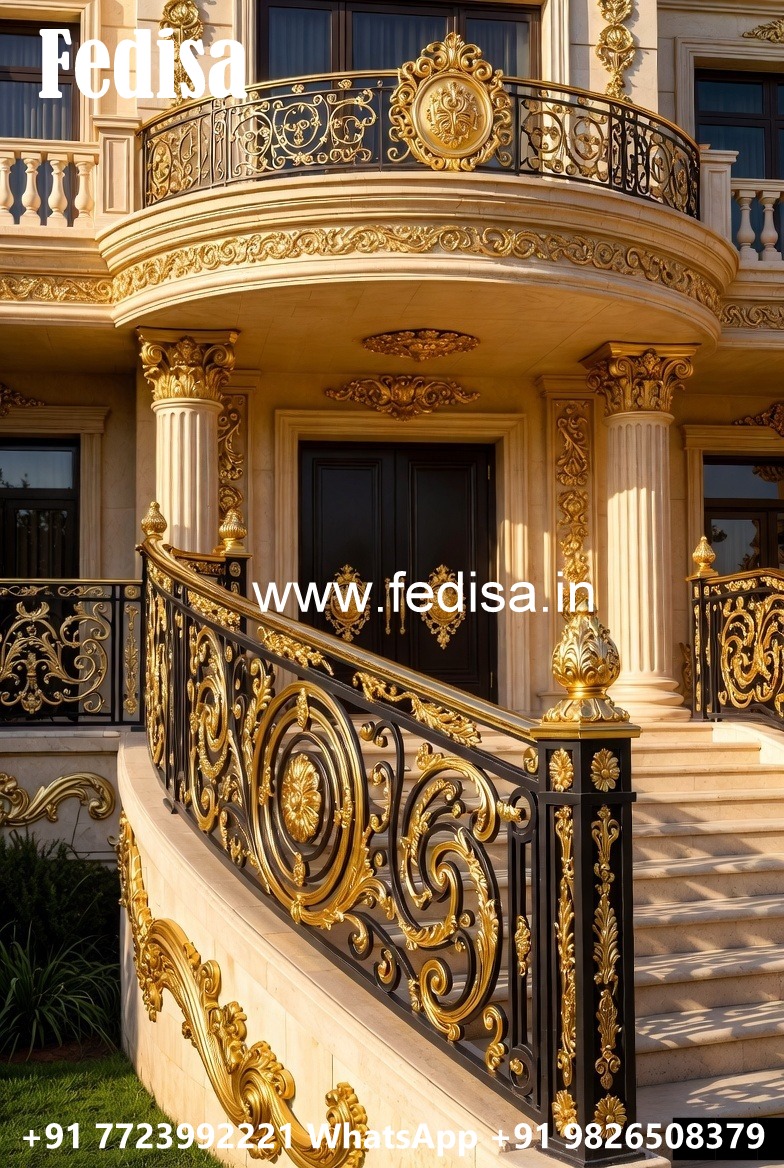 Brass Staircase Railing Design With Modern Appeal Modern Window Grill Design Outside
