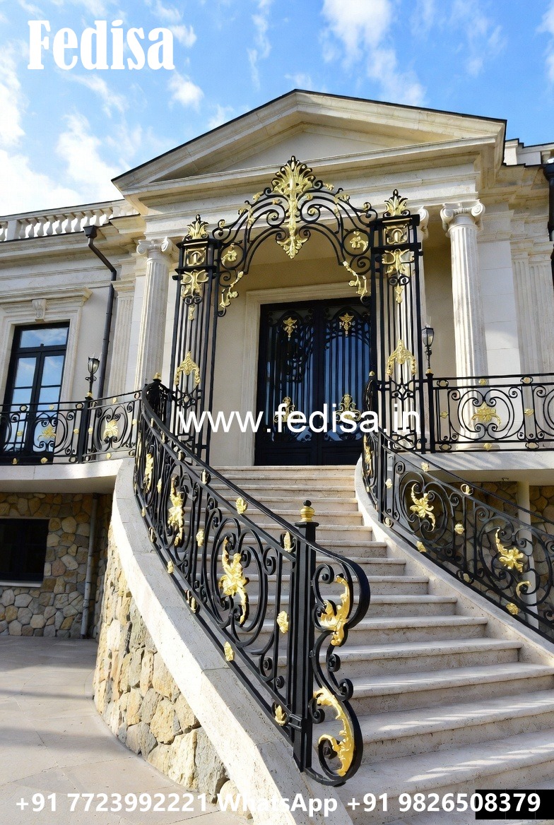 Brass Staircase Railing Design With Premium Finish Makan Ki Grill Design