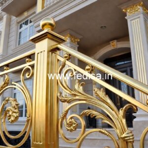 Premium Brass Stair Railing With Unique Design House Front Gate Grill Design