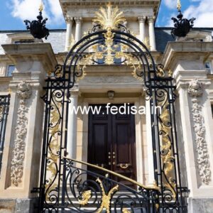 Elegant Brass Balcony Railing With Designer Style House Front Glass Grill