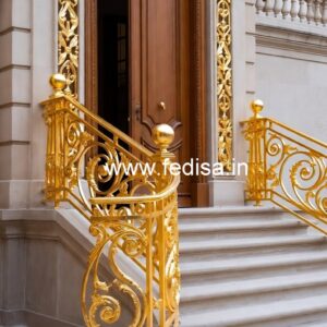 Designer Brass Staircase Railing With Classic Appeal Wrought Iron Window Grill Price