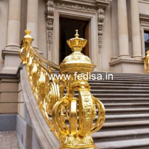Stylish Brass Handrail Design For Staircase Window Grill Work Design