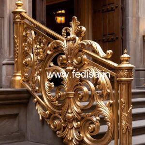 Brass Stair Railing Design For Premium Villas Modern Simple Grill Design