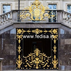 Luxury Brass Railing Design For Stair Interiors Window Grill Leaf Design