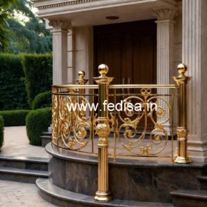 Designer Brass Stair Railing For Luxury Decor Design Of Front Grill Of House