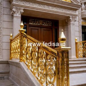 Antique Brass Balcony Railing For Classic Homes Front Door Steel Grill Design