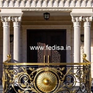Decorative Brass Railing Design With Classic Finish Stair Grill Color
