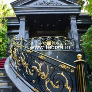 Luxury Brass Balcony Railing With Elegant Finish Half Grill Gate Design