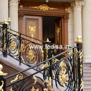 Decorative Brass Handrail With Artistic Detailing Simple Small Grill Gate Design