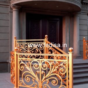 Custom Brass Staircase Railing With Designer Look Wrought Iron Door Grill Design