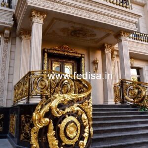 Elegant Brass Balcony Railing With Classic Design Steel Box Grill Design