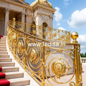 Luxury Brass Stair Railing With Designer Style Stair Grill Design