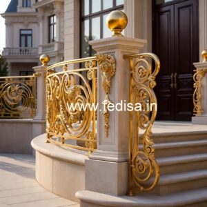 Elegant Brass Balcony Railing For Designer Interiors Concrete Stairs Design