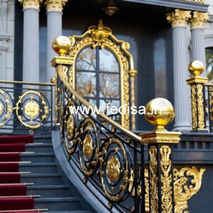 Brass Railing Design With High-end Finish Interior Design Under Staircase