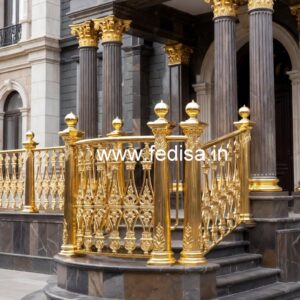Traditional Brass Railing Design With Carving Work Pipe Railing For Stairs
