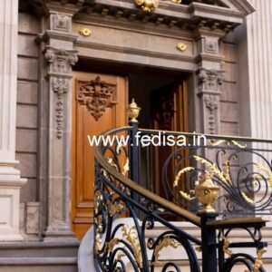 Ornamental Brass Railing Design For Classic Homes Staircase Landing Design
