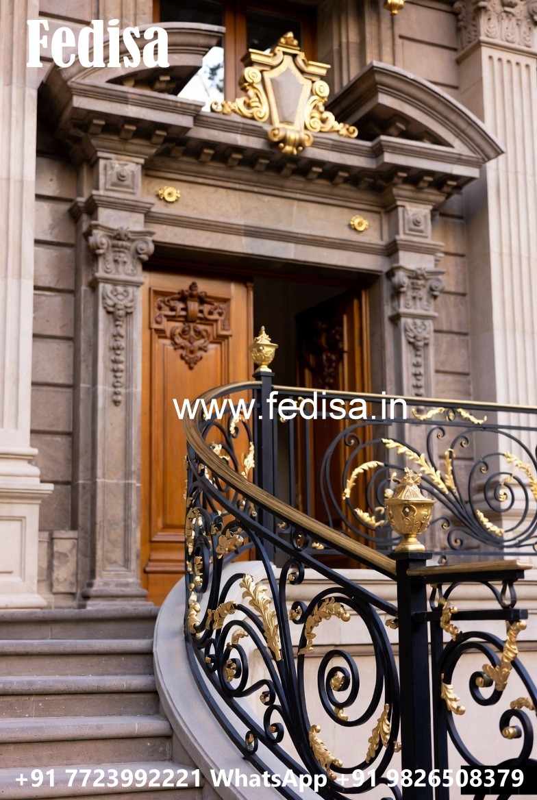 Ornamental Brass Railing Design For Classic Homes Staircase Landing Design