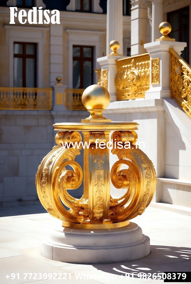 Luxury Brass Stair Railing For Royal Homes Folding Stairs Design