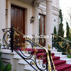 Luxury Brass Railing Design With Gold Finish Cupboard Design Under Stairs