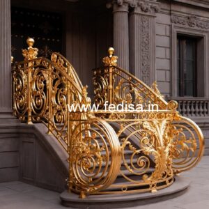 Designer Brass Handrail For Luxury Interiors Outer Staircase Design