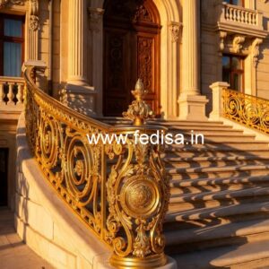 Modern Brass Railing Design For Homes Down Stairs Design