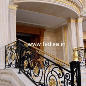 Stylish Brass Staircase Railing With Decorative Elements Industrial Staircase Design