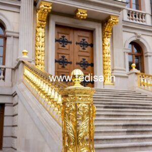 Luxury Brass Railing With Intricate Detailing Stairs Grill Design With Glass
