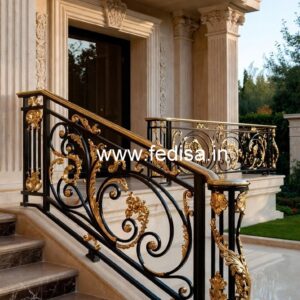 Decorative Brass Railing Design With Classic Finish Main Door Stairs Design