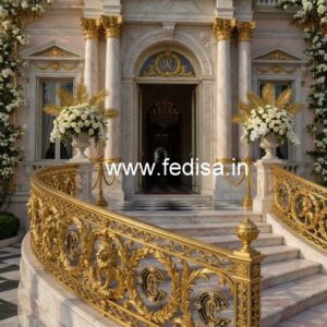 Brass Balcony Railing Design With Luxury Touch Exterior Concrete Stairs Design