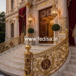 Luxury Brass Balcony Railing For Modern Architecture Round Jina Design