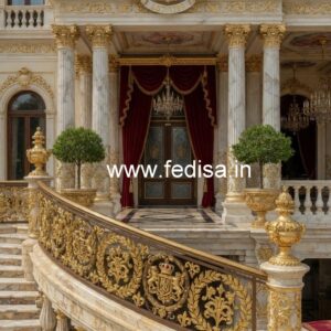 Elegant Brass Balcony Railing With Designer Style Iron Round Stairs Design