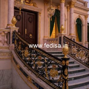 Traditional Brass Railing Design With Carving Work House Plans With Stairs In Kitchen