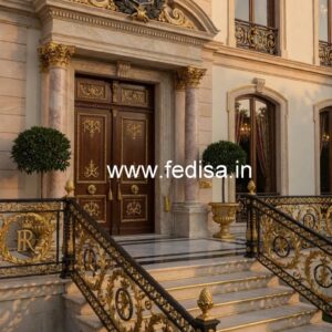 Decorative Brass Railing Design With Floral Patterns Small Living Room With Staircase