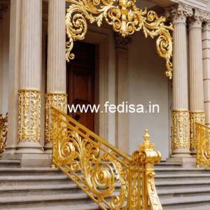 Brass Staircase Railing Design With Glass Panels Floor Plans With Stairs In Middle Of House