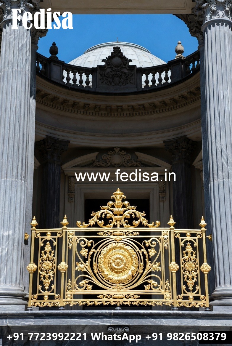 Antique Brass Railing Design For Classic Interiors Stair Lobby Ceiling Design