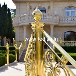Luxury Brass Railing Design With Gold Finish Stair Room Outside Design