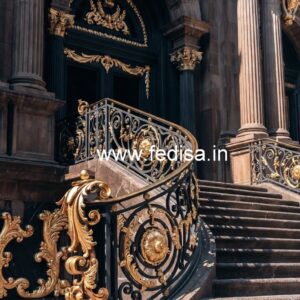 Brass Balcony Railing With Decorative Pattern Railing Design For Staircase In Steel