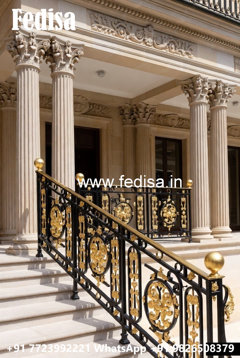 Designer Brass Balcony Railing Collection Stairs With Ramp Design